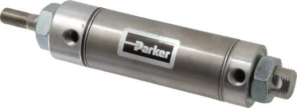 Parker - 2" Stroke x 1-1/2" Bore Double Acting Air Cylinder - 1/8 Port, 7/16-20 Rod Thread, 250 Max psi, 14 to 140°F - Eagle Tool & Supply