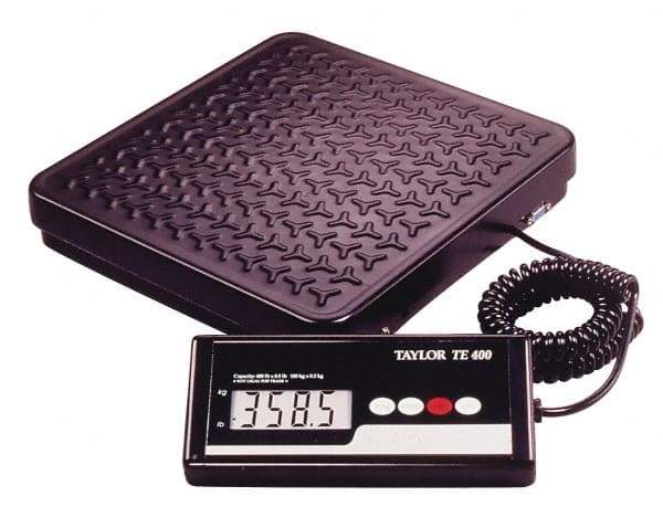 Taylor - 12" x 12" Wide Base, 400 Lb Capacity, LCD with 6' Cable Receiving Scale - Steel Tread Plate Platform - Eagle Tool & Supply