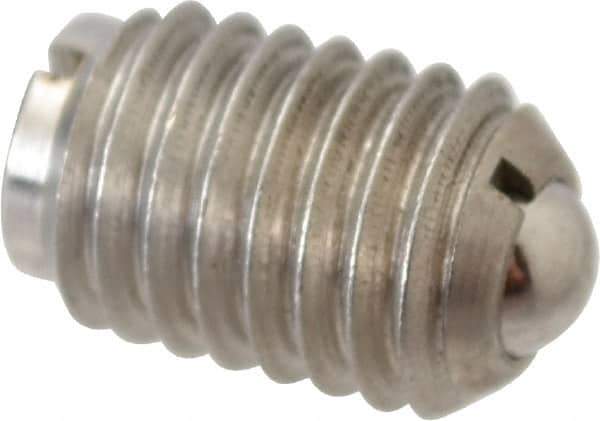 Gibraltar - 1/2-13, 0.281" Ball Diam, 3/4" Body Length, 0.072" Max Ball Reach, Threaded Ball Plunger - Stainless Steel Body, Stainless Steel Ball, 6 Lb Initial End Force, 30 Lb Final End Force - Eagle Tool & Supply