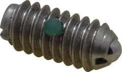 Gibraltar - 1/4-20, 0.125" Ball Diam, 17/32" Body Length, 0.035" Max Ball Reach, Threaded Ball Plunger - Stainless Steel Body, Stainless Steel Ball, 2 Lb Initial End Force, 4 Lb Final End Force, Locking Element - Eagle Tool & Supply