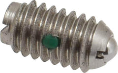 Gibraltar - 5/16-18, 0.156" Ball Diam, 37/64" Body Length, 0.04" Max Ball Reach, Threaded Ball Plunger - Stainless Steel Body, Stainless Steel Ball, 4 Lb Initial End Force, 9 Lb Final End Force, Locking Element - Eagle Tool & Supply