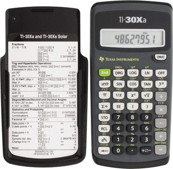 Texas Instruments - LCD 1 Function Handheld Calculator - 10 x 1 Display Size, Dark Gray & Black, (2) A76 Batteries Powered, 6" Long x 3-1/8" Wide - Eagle Tool & Supply