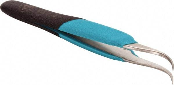 Erem - 5-1/2" OAL 7-SA Ergonomic Tweezers - Curved, Fine Point, High Precision Tips - Eagle Tool & Supply