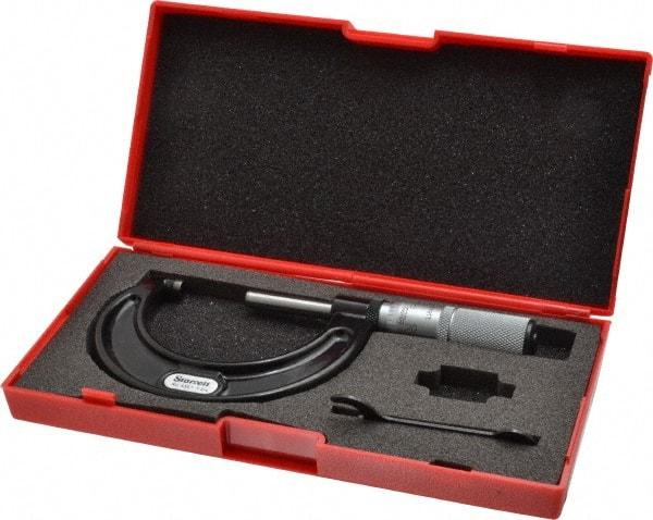 Starrett - 1 to 2" Range, 0.0001" Graduation, Mechanical Outside Micrometer - Friction Thimble, Accurate to 0.00005" - Eagle Tool & Supply