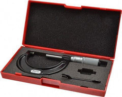 Starrett - 1 to 2" Range, 0.0001" Graduation, Mechanical Outside Micrometer - Friction Thimble, Accurate to 0.00005" - Eagle Tool & Supply