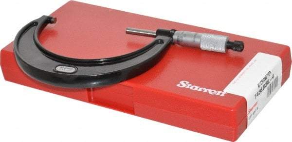 Starrett - 3 to 4" Range, 0.0001" Graduation, Mechanical Outside Micrometer - Ratchet Stop Thimble, Accurate to 0.0001" - Eagle Tool & Supply