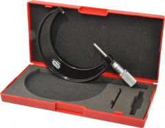 Starrett - 3 to 4" Range, 0.0001" Graduation, Mechanical Outside Micrometer - Friction Thimble, Accurate to 0.00005" - Eagle Tool & Supply