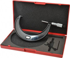 Starrett - 4 to 5" Range, 0.001" Graduation, Mechanical Outside Micrometer - Ratchet Stop Thimble, Accurate to 0.00015" - Eagle Tool & Supply