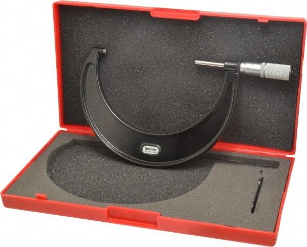 Starrett - 4 to 5" Range, 0.0001" Graduation, Mechanical Outside Micrometer - Friction Thimble, Accurate to 0.00005" - Eagle Tool & Supply