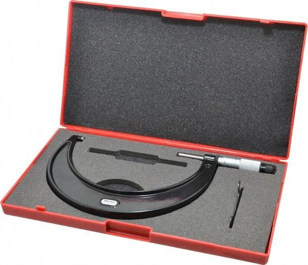 Starrett - 5 to 6" Range, 0.0001" Graduation, Mechanical Outside Micrometer - Ratchet Stop Thimble, Accurate to 0.0001" - Eagle Tool & Supply