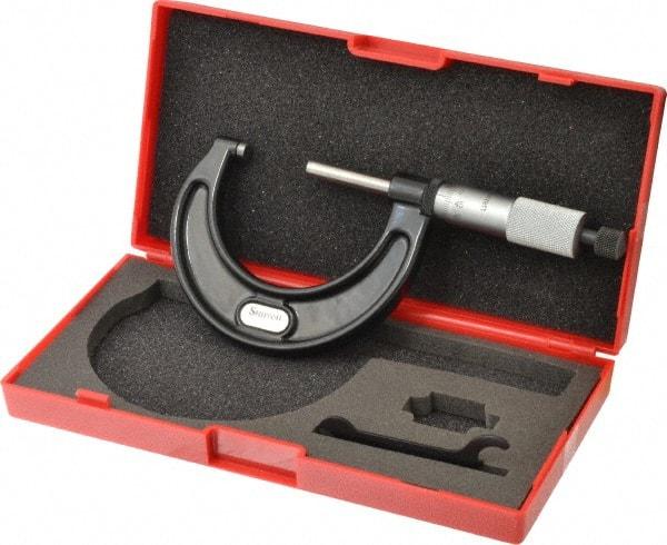 Starrett - 25 to 50mm Range, 0.01mm Graduation, Mechanical Outside Micrometer - Ratchet Stop Thimble, Accurate to 0.002mm - Eagle Tool & Supply