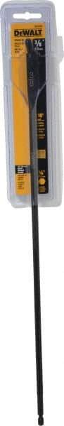 DeWALT - 3/8", 1/4" Straight Shank, Bright Finish, High Speed Steel, Spade Blade Drill Bit - No Spurs, 16" Overall Length, No Wire Fishing Hole - Eagle Tool & Supply