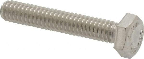 Value Collection - 1/4-20 UNC, 1-1/2" Length Under Head Hex Head Cap Screw - Fully Threaded, Grade 316 Stainless Steel, Uncoated, 7/16" Hex - Eagle Tool & Supply