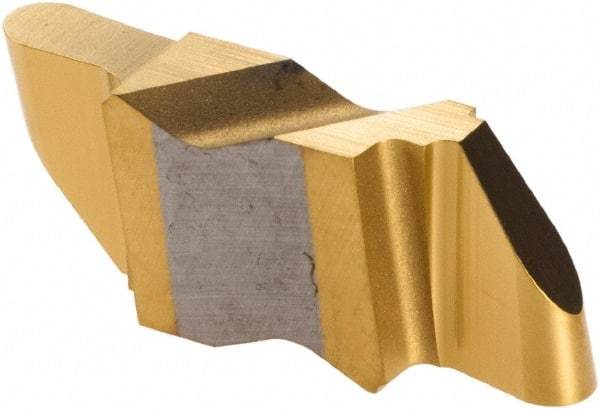 Tool-Flo - 3062FLRP Grade GP50, 3.18mm Cutting Width Carbide Grooving Insert - 4.57mm Max Depth of Cut, Left Hand, 1/16" Corner Radius, TiN Finish - Eagle Tool & Supply