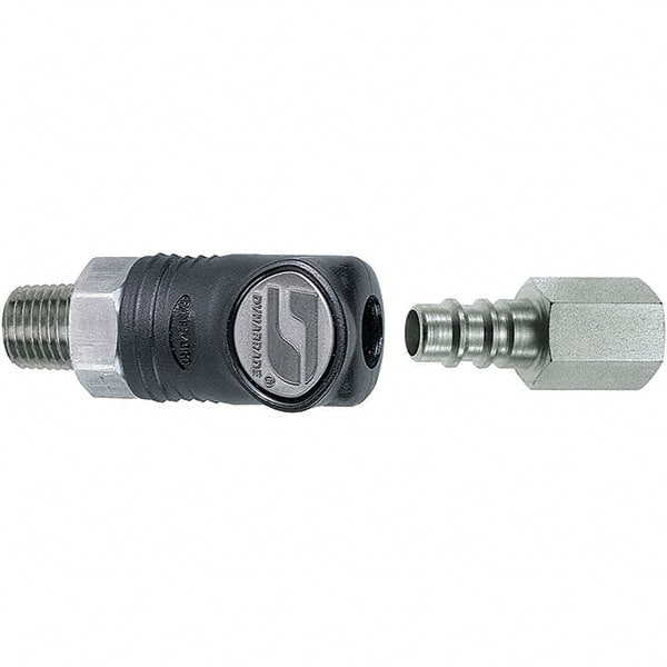 Dynabrade - 2 Piece 1/4" Body 1/4 NPT 150 psi Composite Industrial Pneumatic Coupling Plug Set - Eagle Tool & Supply