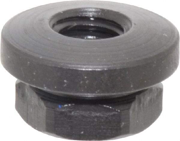 Gibraltar - 5/16-18 Steel Black Oxide Spherical Flange Nut - Grade 12L14, 3/8" High, 3/4" Diam x 1/8" High Flange, 1-1/4" Radius - Eagle Tool & Supply