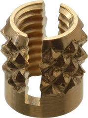 E-Z LOK - M3x0.50 Metric Coarse Brass Flush Press Fit Threaded Insert for Plastic - 3/16" OAL, 0.166" Insert Diam, 5/32" Hole Diam, 5/32" Drill - Eagle Tool & Supply