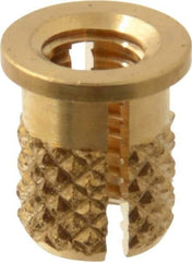 E-Z LOK - #8-32 UNC Brass Flanged Press Fit Threaded Insert for Plastic - 5/16" OAL, 0.23" Insert Diam, 7/32" Hole Diam, 7/32" Drill - Eagle Tool & Supply