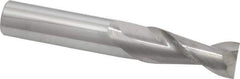 SGS - 1/2", 1-1/4" LOC, 1/2" Shank Diam, 3-1/4" OAL, 2 Flute, Solid Carbide Square End Mill - Single End, Uncoated, Spiral Flute, 35° Helix, Centercutting, Right Hand Cut, Right Hand Flute, Series 47 - Eagle Tool & Supply