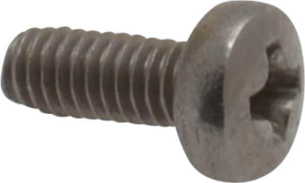 Value Collection - M2.5x0.45 Metric Coarse, 6mm Length Under Head Phillips Drive Machine Screw - Pan Head, Grade 18-8 & A2 Stainless Steel, Uncoated, Without Washer - Eagle Tool & Supply