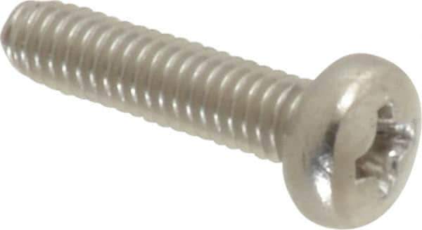 Value Collection - M2.5x0.45 Metric Coarse, 10mm Length Under Head Phillips Drive Machine Screw - Pan Head, Grade 18-8 & A2 Stainless Steel, Uncoated, Without Washer - Eagle Tool & Supply