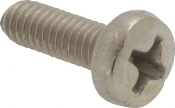 Value Collection - M3.5x0.60 Metric Coarse, 10mm Length Under Head Phillips Drive Machine Screw - Pan Head, Grade 18-8 & A2 Stainless Steel, Uncoated, Without Washer - Eagle Tool & Supply