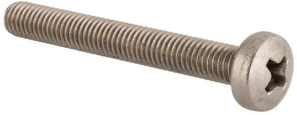 Value Collection - M5x0.80 Metric Coarse, 40mm Length Under Head Phillips Drive Machine Screw - Pan Head, Grade 18-8 & A2 Stainless Steel, Uncoated, Without Washer - Eagle Tool & Supply
