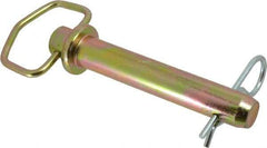 Made in USA - 1" Pin Diam, 5-3/4" Long, Zinc Plated Steel Pull Ring Hitch Pin - 4-3/4" Usable Length - Eagle Tool & Supply