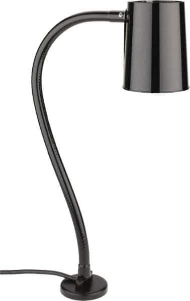 Made in USA - 24 Inch, Gooseneck, Magnetic Mounted, Incandescent, Black, General Purpose Task Light - 100 Watt, 120 Volt, Nonmagnifying - Eagle Tool & Supply