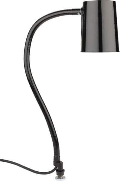 Made in USA - 24 Inch, Gooseneck, Coupler Mounted, Halogen & Incandescent, Black, General Purpose Task Light - 100 Watt, 120 Volt, Nonmagnifying - Eagle Tool & Supply