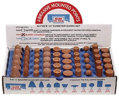 Made in USA - 100 Piece Aluminum Oxide Vitrified Mounted Stone Abrasive Point Set - Includes Shapes A4, A12, A14, A21, A32, A37, A39, A40, W206 & W218 - Eagle Tool & Supply