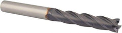 Niagara Cutter - 3/8", 2" LOC, 3/8" Shank Diam, 4" OAL, 4 Flute, Solid Carbide Square End Mill - Single End, TiAlN Finish, Spiral Flute, 30° Helix, Centercutting, Right Hand Cut, Right Hand Flute, Series C430 - Eagle Tool & Supply