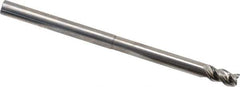 Niagara Cutter - 1/4", 3/8" LOC, 1/4" Shank Diam, 4" OAL, 3 Flute, Solid Carbide Square End Mill - Single End, Uncoated, Spiral Flute, 45° Helix, Centercutting, Right Hand Cut, Right Hand Flute, Series AN345 - Eagle Tool & Supply