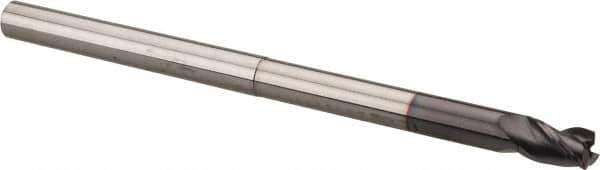Niagara Cutter - 1/4", 3 Flute, Single End, Solid Carbide, 0.02" Corner Radius End Mill - 4" OAL, 35° Helix, Right Hand Flute, 3/8" LOC, Right Hand Cut, 2-1/8" Extended Reach - Eagle Tool & Supply