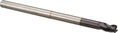 Niagara Cutter - 1/4", 3 Flute, Single End, Solid Carbide, 0.02" Corner Radius End Mill - 4" OAL, 35° Helix, Right Hand Flute, 3/8" LOC, Right Hand Cut, 2-1/8" Extended Reach - Eagle Tool & Supply