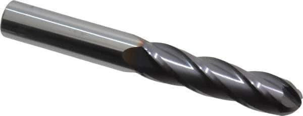 Niagara Cutter - 1/2" Diam, 2" LOC, 4 Flute Solid Carbide Ball End Mill - TiAlN Finish, Single End, 4" OAL, 1/2" Shank Diam - Eagle Tool & Supply