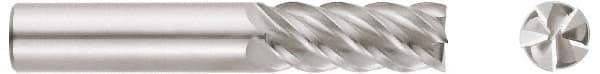 Niagara Cutter - 1/2", 3-1/8" LOC, 1/2" Shank Diam, 6" OAL, 5 Flute, Solid Carbide Square End Mill - Single End, TiAlN Finish, Spiral Flute, 45° Helix, Centercutting, Right Hand Cut, Right Hand Flute, Series S545 - Eagle Tool & Supply