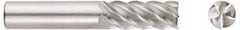 Niagara Cutter - 1/2", 3-1/8" LOC, 1/2" Shank Diam, 6" OAL, 5 Flute, Solid Carbide Square End Mill - Single End, TiAlN Finish, Spiral Flute, 45° Helix, Centercutting, Right Hand Cut, Right Hand Flute, Series S545 - Eagle Tool & Supply