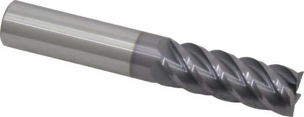 Niagara Cutter - 9/16", 1-1/2" LOC, 9/16" Shank Diam, 3-1/2" OAL, 5 Flute, Solid Carbide Square End Mill - Single End, TiAlN Finish, Spiral Flute, 45° Helix, Centercutting, Right Hand Cut, Series S545 - Eagle Tool & Supply