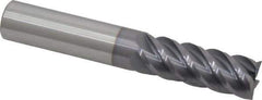 Niagara Cutter - 9/16", 1-1/2" LOC, 9/16" Shank Diam, 3-1/2" OAL, 5 Flute, Solid Carbide Square End Mill - Single End, TiAlN Finish, Spiral Flute, 45° Helix, Centercutting, Right Hand Cut, Series S545 - Eagle Tool & Supply