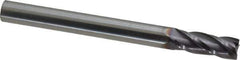 Niagara Cutter - 3/8", 1" LOC, 3/8" Shank Diam, 4" OAL, 4 Flute, Solid Carbide Square End Mill - Single End, TiAlN Finish, Spiral Flute, 30° Helix, Centercutting, Right Hand Cut, Right Hand Flute, Series C430 - Eagle Tool & Supply