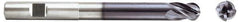 Niagara Cutter - 7/16" Diam, 9/16" LOC, 4 Flute Solid Carbide Ball End Mill - TiAlN Finish, Single End, 4" OAL, 7/16" Shank Diam, Spiral Flute - Eagle Tool & Supply
