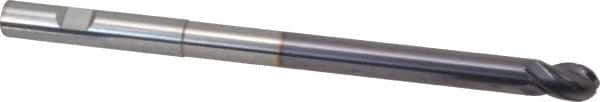 Niagara Cutter - 3/8" Diam, 1/2" LOC, 4 Flute Solid Carbide Ball End Mill - TiAlN Finish, Single End, 6" OAL, 3/8" Shank Diam, Spiral Flute - Eagle Tool & Supply