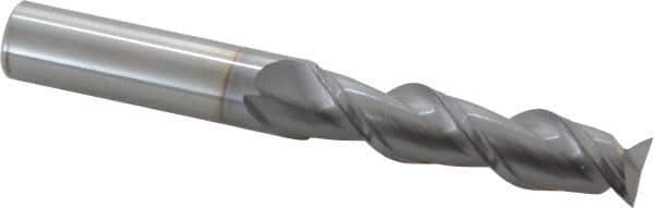 Niagara Cutter - 5/8", 2-1/2" LOC, 5/8" Shank Diam, 5" OAL, 2 Flute, Solid Carbide Square End Mill - Single End, TiCN Finish, Spiral Flute, 45° Helix, Centercutting, Right Hand Cut, Right Hand Flute, Series A245 - Eagle Tool & Supply