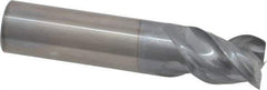 Niagara Cutter - 5/8", 3/4" LOC, 5/8" Shank Diam, 3" OAL, 3 Flute, Solid Carbide Square End Mill - Single End, TiCN Finish, Spiral Flute, 45° Helix, Centercutting, Right Hand Cut, Right Hand Flute, Series A345 - Eagle Tool & Supply