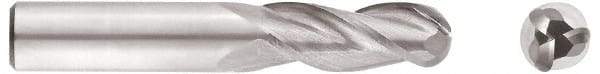 Niagara Cutter - 7/16" Diam, 9/16" LOC, 3 Flute Solid Carbide Ball End Mill - TiAlN Finish, Single End, 2-1/2" OAL, 7/16" Shank Diam, Spiral Flute - Eagle Tool & Supply