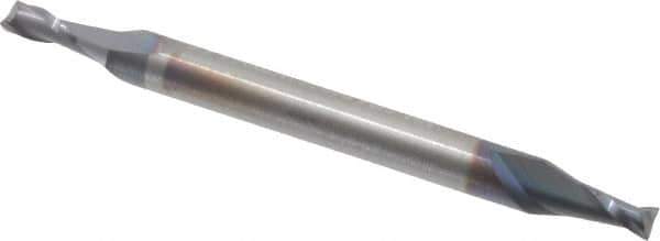 Niagara Cutter - 5/64", 1/8" LOC, 1/8" Shank Diam, 1-1/2" OAL, 2 Flute, Solid Carbide Square End Mill - Double End, TiAlN Finish, Spiral Flute, 30° Helix, Centercutting, Right Hand Cut, Right Hand Flute, Series CSD230 - Eagle Tool & Supply