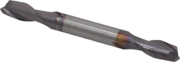 Niagara Cutter - 1/4", 1/2" LOC, 1/4" Shank Diam, 2-1/2" OAL, 2 Flute, Solid Carbide Square End Mill - Double End, TiAlN Finish, Spiral Flute, 30° Helix, Centercutting, Right Hand Cut, Right Hand Flute, Series CSD230 - Eagle Tool & Supply