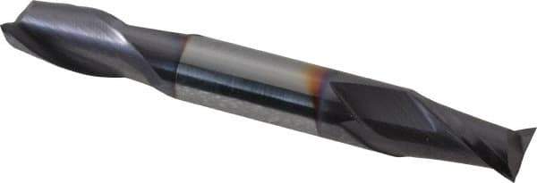 Niagara Cutter - 5/16", 1/2" LOC, 5/16" Shank Diam, 2-1/2" OAL, 2 Flute, Solid Carbide Square End Mill - Double End, TiAlN Finish, Spiral Flute, 30° Helix, Centercutting, Right Hand Cut, Right Hand Flute, Series CSD230 - Eagle Tool & Supply