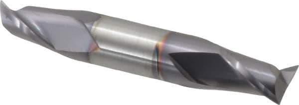 Niagara Cutter - 1/2", 5/8" LOC, 1/2" Shank Diam, 3" OAL, 2 Flute, Solid Carbide Square End Mill - Double End, TiAlN Finish, Spiral Flute, 30° Helix, Centercutting, Right Hand Cut, Right Hand Flute, Series CSD230 - Eagle Tool & Supply